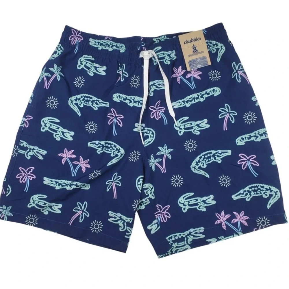 Chubbies Men’s Swim Trunks, Size Medium “Neon Glades Alligator” Style - Picture 1 of 5